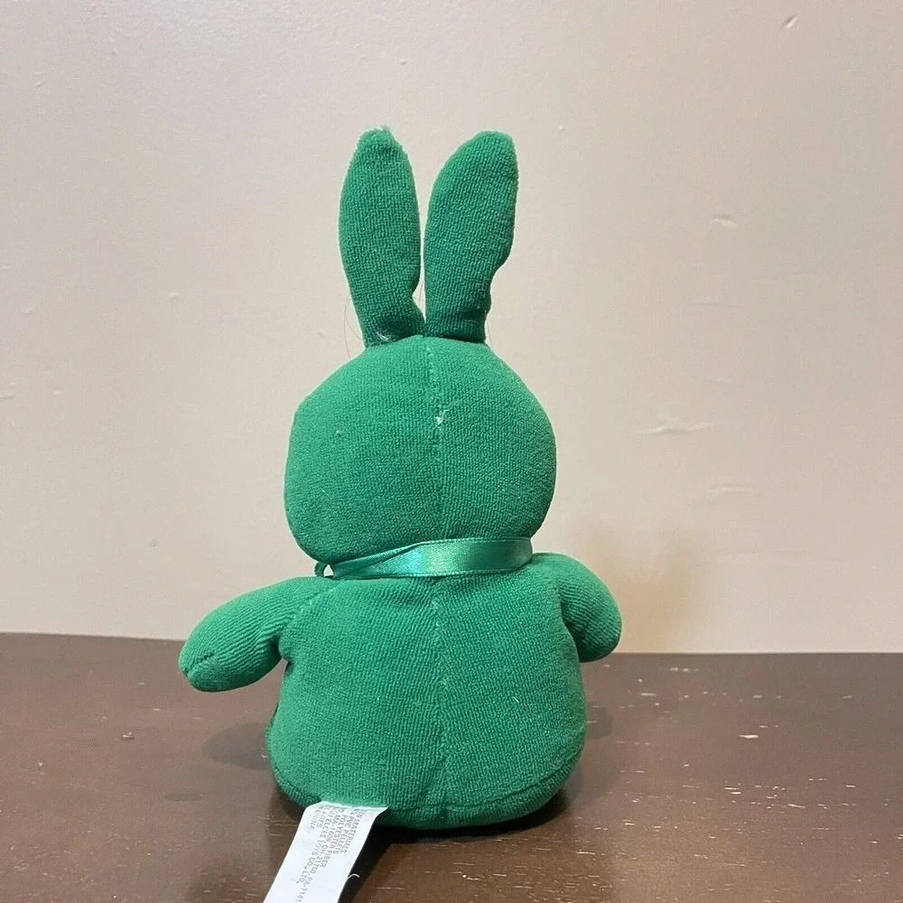Vintage Shanghai Elcee Toys Smiley Face Bunny Rabbit Green Bean Bag Plush Easter